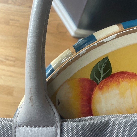 Tory Burch Light Gray logo Canvas Tote Bag authentic EUC!! Neutral - Picture 8 of 16